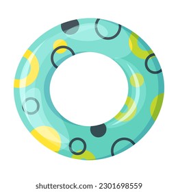 Blue rubber ring for swimming in pool and sea. Summer time symbol. Circle toy. Vector illustration isolated on white.