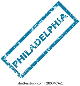 Blue rubber stamp with city name Philadelphia, isolated on white