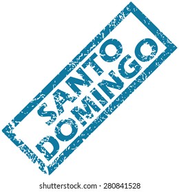 Blue rubber stamp with city name Santo Domingo, isolated on white