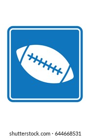 Blue rugby ball vector square sign symbol icon pictograph