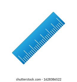 Blue ruler icon. Flat isolated illustration of rule vector icon for any web design