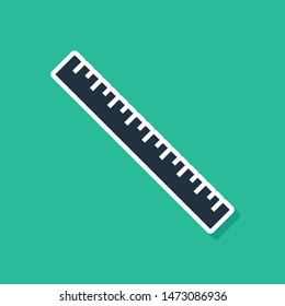 Blue Ruler icon isolated on green background. Straightedge symbol. Vector Illustration Blue Ruler icon isolated on green background. Straightedge symbol. Vector Illustration