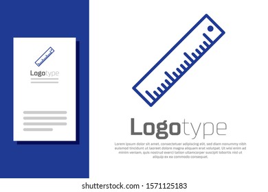 Blue Ruler icon isolated on white background. Straightedge symbol. Logo design template element. Vector Illustration