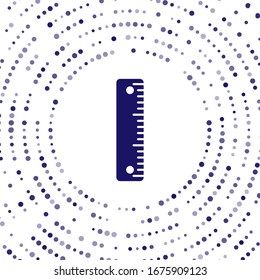 Icono de Blue Ruler aislado en fondo blanco. Símbolo directo. Puntos aleatorios del círculo abstracto.  Ilustración vectorial