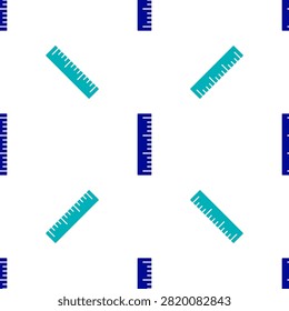 Blue Ruler icon isolated seamless pattern on white background. Straightedge symbol.  Vector
