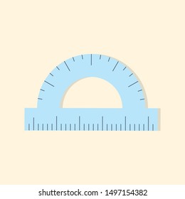 blue ruler mathematics icon in flat style isolated. Vector Symbol illustration.