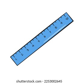 Blue ruler. Vector illustration. Cartoon