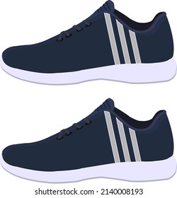 Blue running shoes, illustration, vector on a white background.