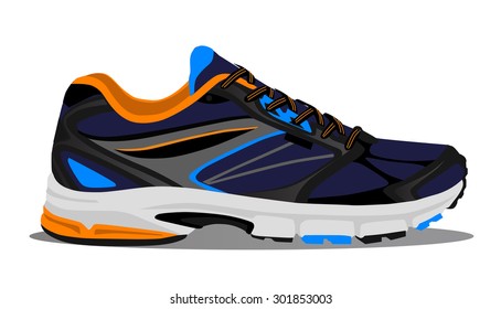 blue running shoes. vector illustration