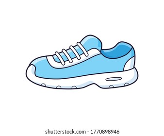 Blue running sport sneaker shoe isolated cartoon vector