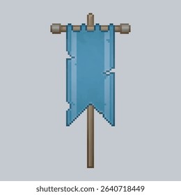 blue rusted flag in pixel art style