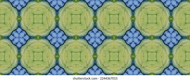 Blue Rustic Cross Pattern. Green Vintage Ornament Flower. Indonesian Geometric Print. Watercolor Spring Boho. Indian Summer Flower Floor. Blue Floral Batik Tile. Green Spanish Mosaic Pattern.