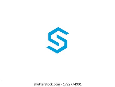 Blue S letter shape concept vector logo design template