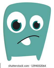 A blue sad monster looking sad with its large eyes vector color drawing or illustration
