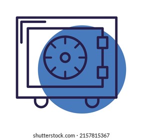 blue safe box over white