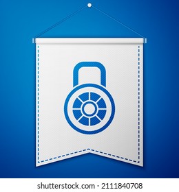 Icono de bloqueo combinado Blue Safe aislado en fondo azul. Candado de combinación. Seguridad, seguridad, protección, contraseña, privacidad. Plantilla de inclinación blanca. Vector