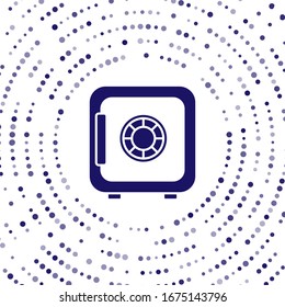 Icono Blue Safe aislado en fondo blanco. La puerta protege una bóveda de banco con una cerradura combinada. Protección de datos confiable. Puntos aleatorios del círculo abstracto.  Ilustración vectorial