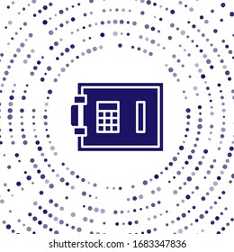 Icono Blue Safe aislado en fondo blanco. La puerta protege una bóveda de banco con una cerradura combinada. Protección de datos confiable. Puntos aleatorios del círculo abstracto. Ilustración vectorial