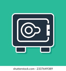 Blue Safe Symbol einzeln auf grünem Hintergrund. Die Tür sichert eine Bank mit einem Kombinationsschloss. Zuverlässiger Datenschutz.  Vektorgrafik