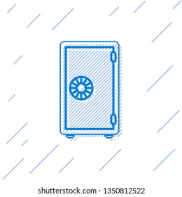 Blue Safe line icon isolated on white background. The door safe a bank vault with a combination lock. Reliable Data Protection. Vector Illustration