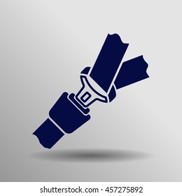 blue safety belt Icon on the gray background