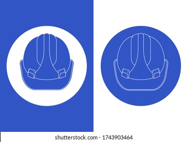 Blue safety helmet. isolated on white and blue background. Vector.