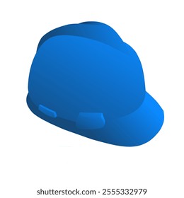 Blue safety helmet on white background.