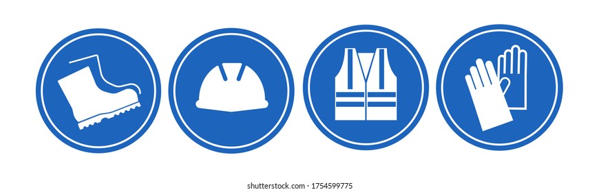 blue safety sign on white background