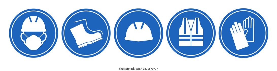 blue safety sign on white background