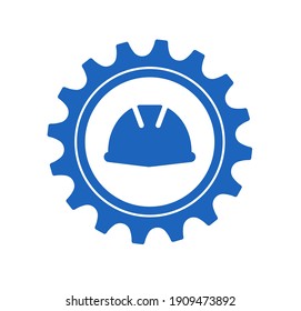 blue safety sign on white background