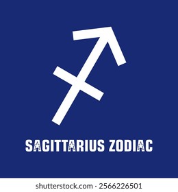 Blue sagittarius zodiac sign. Astrology symbol vector illustration.