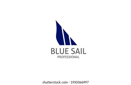 Blue sail abstract triangle simple and professional logo