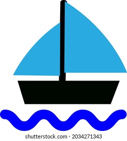 Blue sail boat, illustration, vector, on a white background.