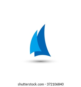 blue sail logo icon abstract vector template