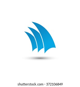 blue sail logo icon abstract vector template
