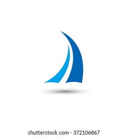 blue sail logo icon abstract vector template