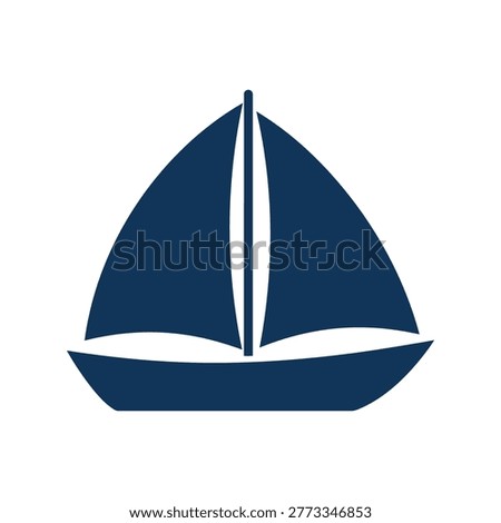 Blue sailboat icon with two masts on calm water Vector