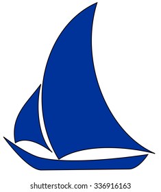 blue sailboat icon vector
