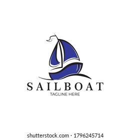 Blue Sailboat Logo Vector Illustration Stock Vector (Royalty Free ...