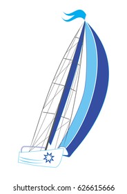 Blue sailfish isolated on white background art creative modern flat style vector element for design