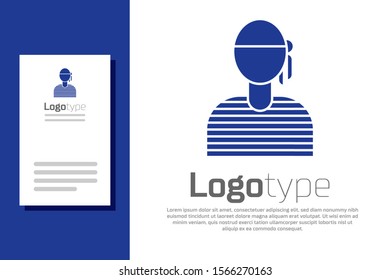 Blue Sailor captain icon isolated on white background. Logo design template element. Vector Illustration
