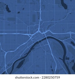 Blue Saint Paul map, Minnesota, detailed municipality map. skyline panorama. Decorative graphic tourist map of Saint Paul territory. Royalty free vector illustration.