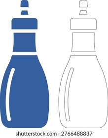 Blue salad dressing bottle and outline