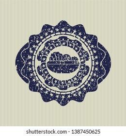 Blue salad icon with rubber seal texture