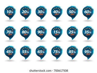 Blue Sale banner set. Vector illustration for promotion advertising.
