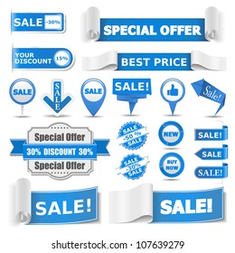 Blue Sale Banners, Vector Eps10 Illustration