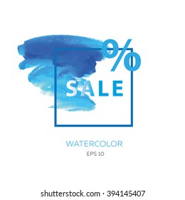 Blue sale card. Watercolor card