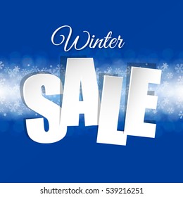Blue Sale Poster With Gradient Mesh, Vector Illustration