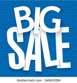 Blue sale poster. Vector template.
