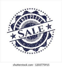 Blue Sale rubber stamp with grunge texture